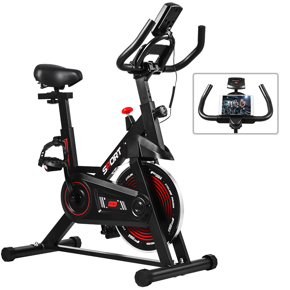 

OneTwoFit Wholesale Home Gym Equipment Indoor 4KG Flywheel Magnetic Stationary Cycle Spin Bicycle Exercise Spinning Bike, Black + red