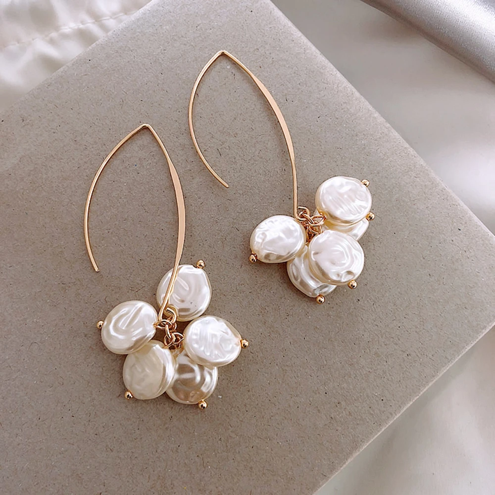 

JINGLIANG New Arriver Fashion French Hook Earrings, Wholesale Long Pearl Earrings Women Jewelry, Gold