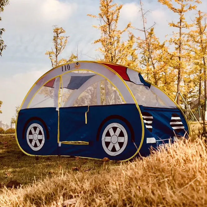 弹出孩子玩帐篷与男孩和女孩的汽车形状, 折叠门玩房子室内和室外乐趣