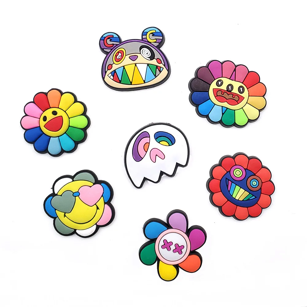 

Custom PVC design cartoon cute sun flower children's shoes decoration DIY crocodile shoes Charm