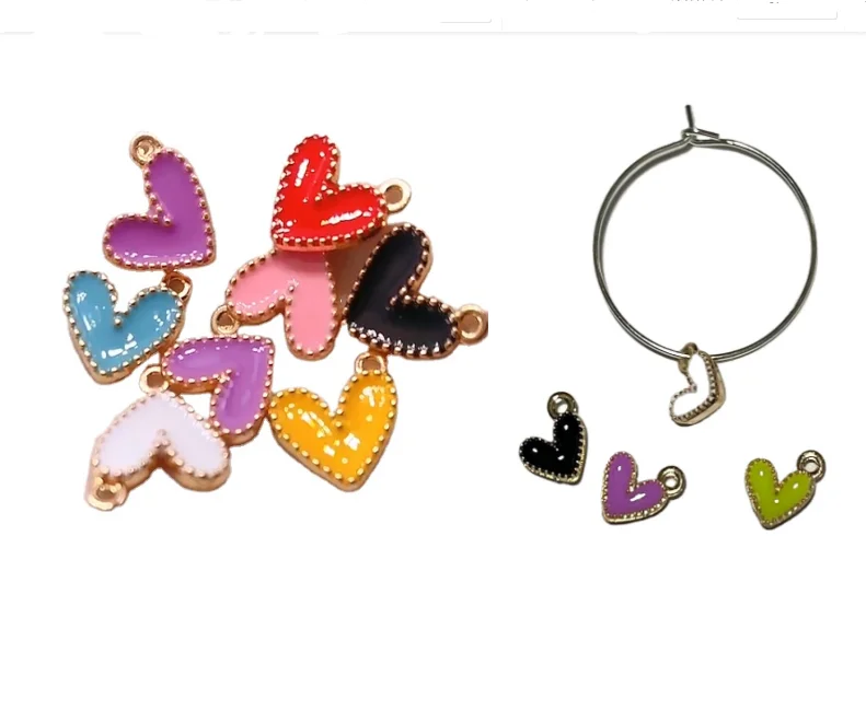 

Small Colorful Heart Shape Enamel Charm Tiny Heart Pendant For Jewelry Necklace Earrings Making
