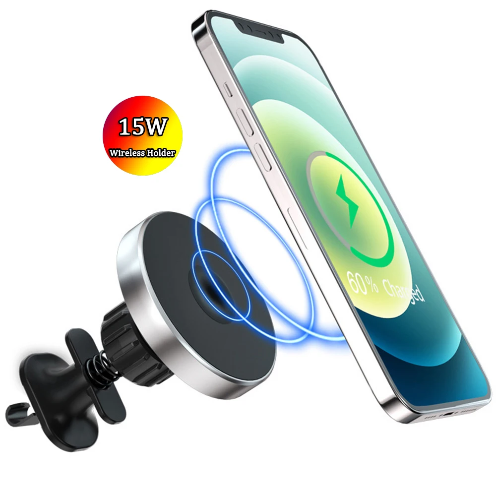 

Free Shipping 1 Sample OK 15W Car Phone Holder With Wireless Charger 15W Fast Charging Magnetic Phone Holder For iPhone 12