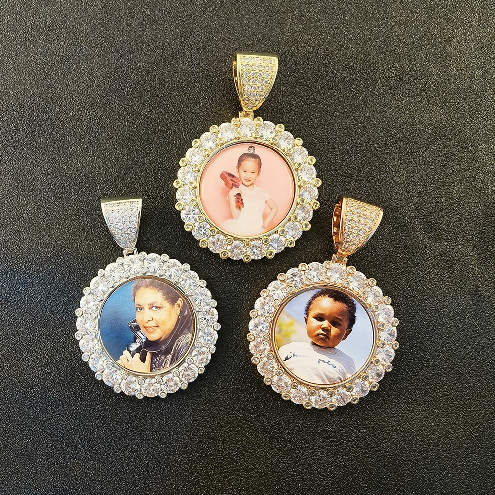 

Wholesale Fashion Personalized Sublimation Jewelry Blanks Gold Silver Circle Zircon Custom Photo Necklace, Silver,gold,rose