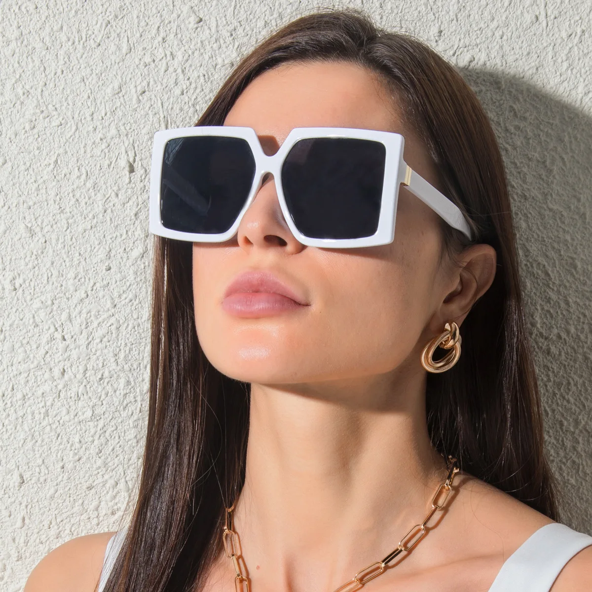 

Retro Oversized Square Women Sunglasses Fashion Colorful Eyewear Men Shades UV400 Metal Sun Glasses