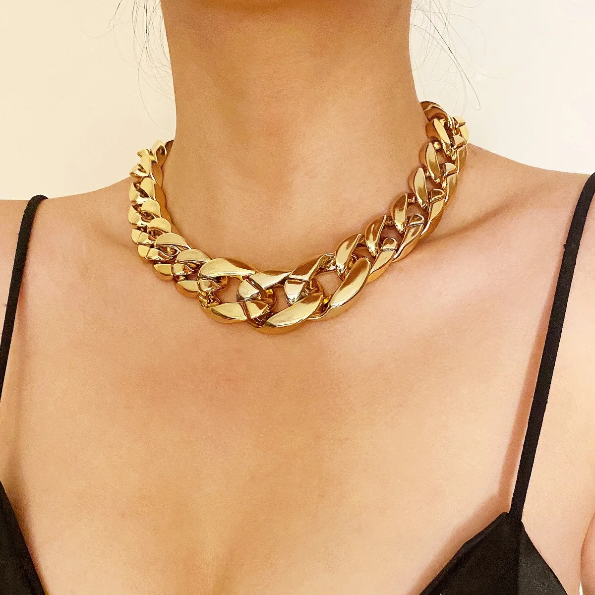 

Punk Jewelry Necklace Cuban Link Chain 18K Gold Acrylic Chain Necklace for WOMEN