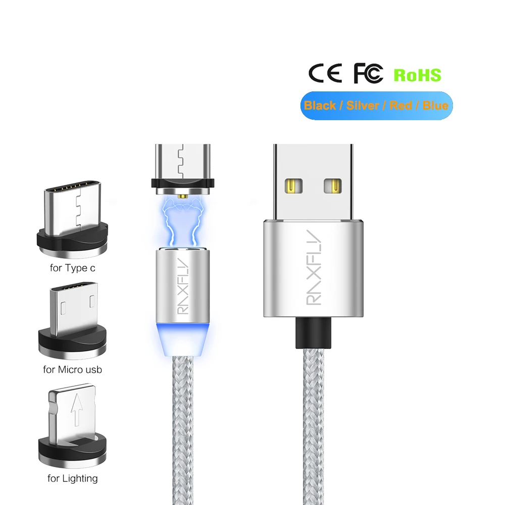 

Free Shipping 1 Sample OK RAXFLY Round Plug Design 2A Magnetic Fast Charger Usb Cable For Apple / Micro Usb / Type C