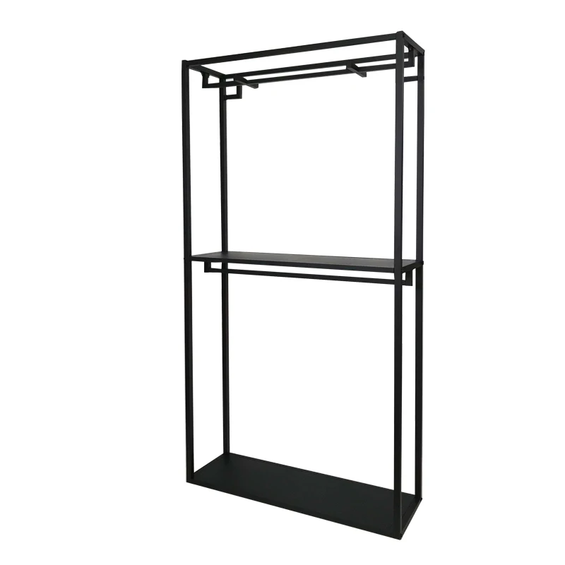 Retail Black Stainless Steel Clothes Rack Ladies Hanging And Storage