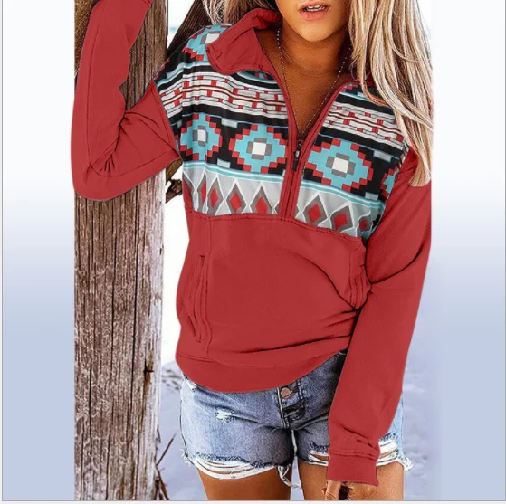 

2021 high quality custom crop top hoodie women zip comfy fleece pullover Aztec women hoodies, 13 colors