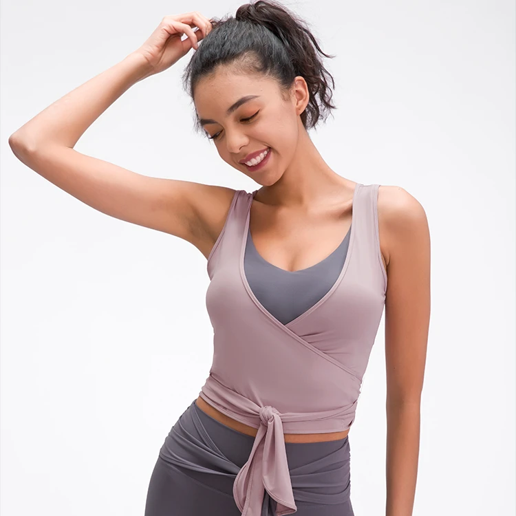 

2021 new high quality women's Yoga vest sportswear fitness sportswear, Cloudy grey/warm orange/demin blue/black