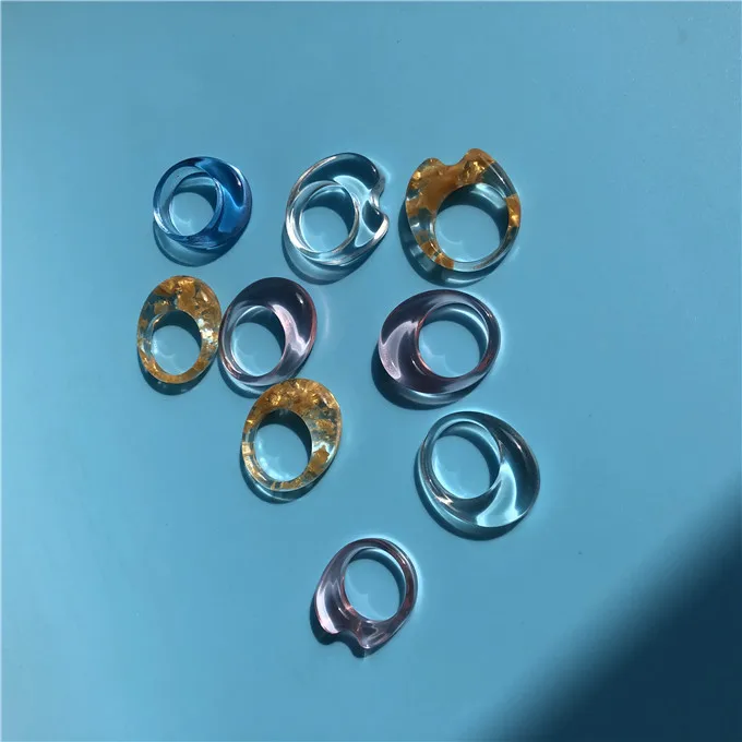

New design high fashion transparent clear acrylic ring statement jewelry resin ellipse rings INS hot style ring