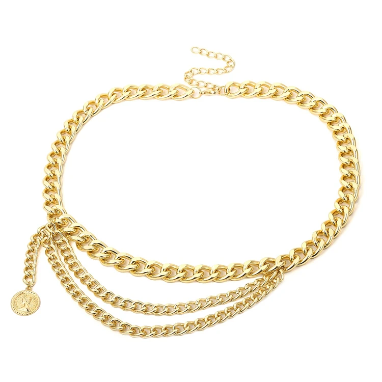 

Wholesale Women Body Jewelry Belly Chains Gold Plated Layered Waist Chain High Quality