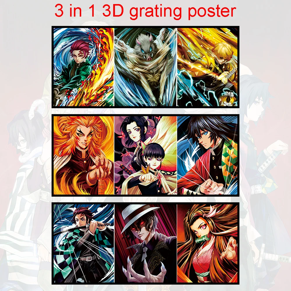 Demon Slayer 3d Anime Posters Wall Decor Stickers 3d Triple Transition Flip  Poster Wall Art Murals Living Room Decor - Buy Demon Slayer,3d Poster,Anime  Poster Product on 