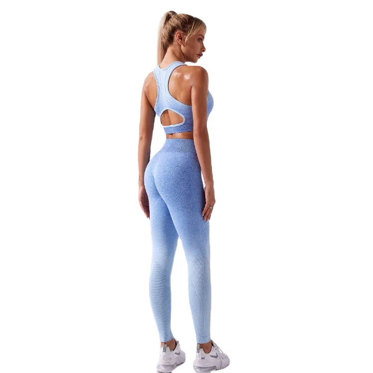 

new arrival fashion Latest Version seamless quick dry Sexy Hip Lifting yoga sport pants + crop two piece set lady