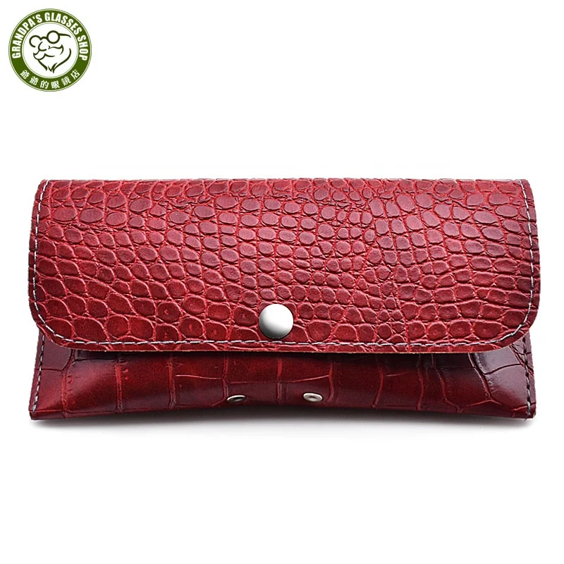 

Wholesale Custom Luxury Black Red Soft Big PU Eyeglasses Box Women Men Fashion Travel Large Alligator Leather Sunglasses Case, Red, black, blue