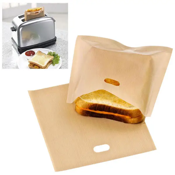 

High quality ptfe reusable microwave nonstick sandwich toaster bag, Black,brown,white