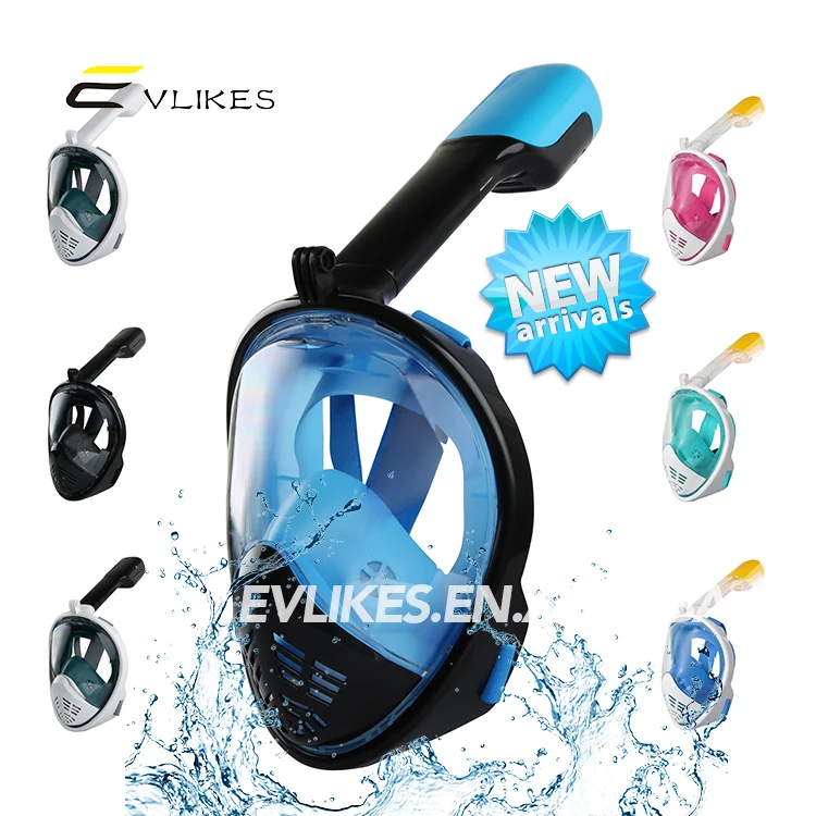 Full Face Snorkel Mask with Panoramic View Anti Fog Anti Leak with Adjustable Head Straps for Kids Youth and Adult