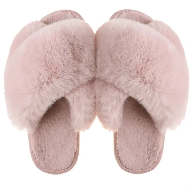 

autumn and winter slippers for women new style fluffy slippers lives women's slippers D11478, Pink/black/white/gray