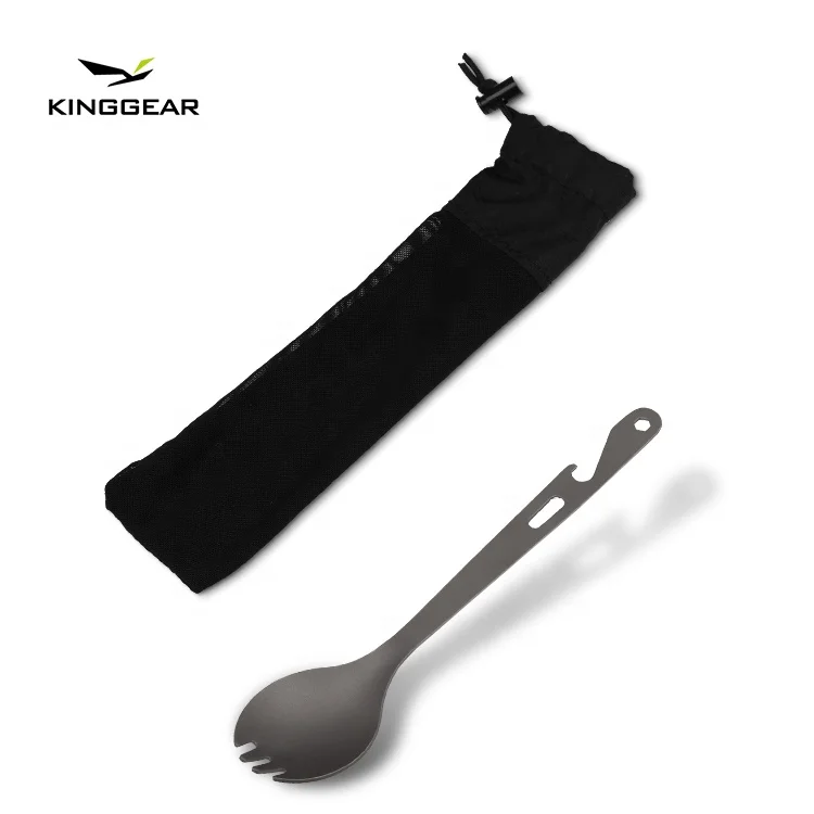 

Ultra-lightweight Titanium Long Spork With Opener