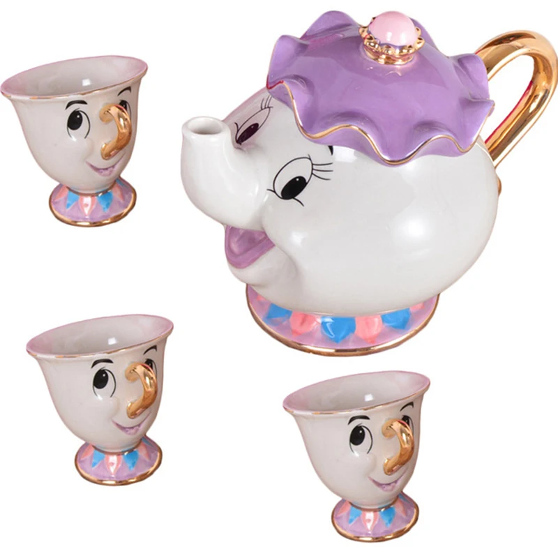 

Wholesale Cartoon Beauty And The Beast Teapot Mug Lovely Christmas Gift Ceramic Tea Pot Cup One Set