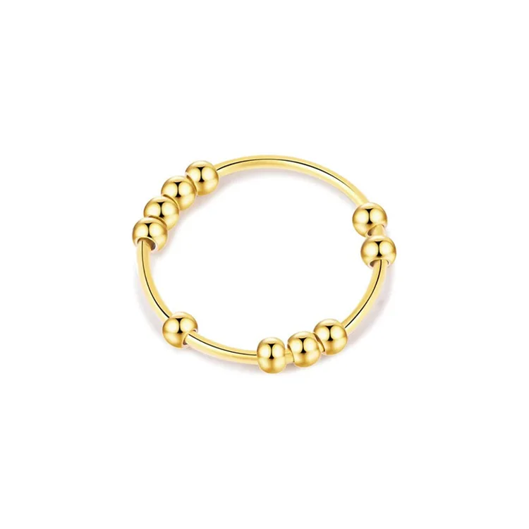 

stainless steel bead pressure fidget anxiety rings spinner, Gold plated