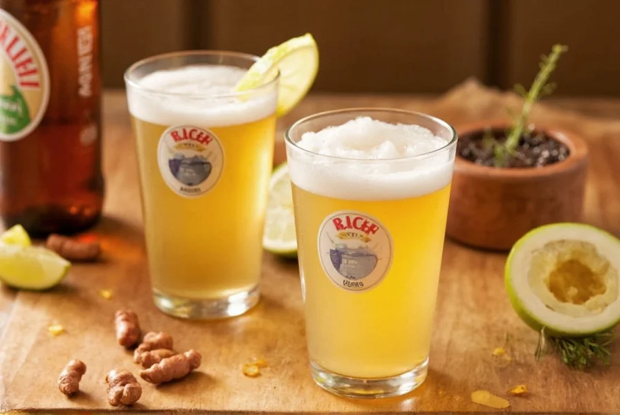 Ginger beer cocktail next to Asian food platter showing pairing with Thai curry and spring rolls