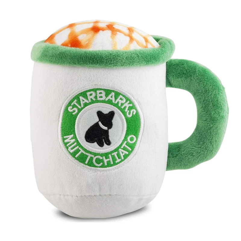 

Amazon Hot Selling Coffee Cup Cappuccino Plush Pet Dog Squeaky Cup Squeaky Interactive Dog Chew Squeaky Plush Toy, Multicolor
