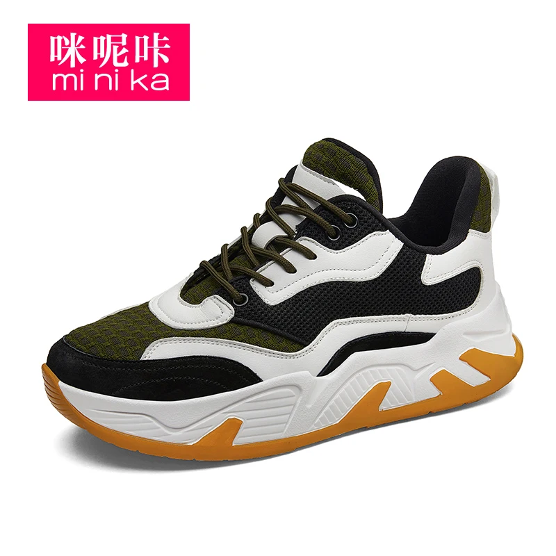 

Minika New Fashion Men Outdoor Running Casual Shoes Men PU Pig Skin Mesh Sports Shoes Sneakers
