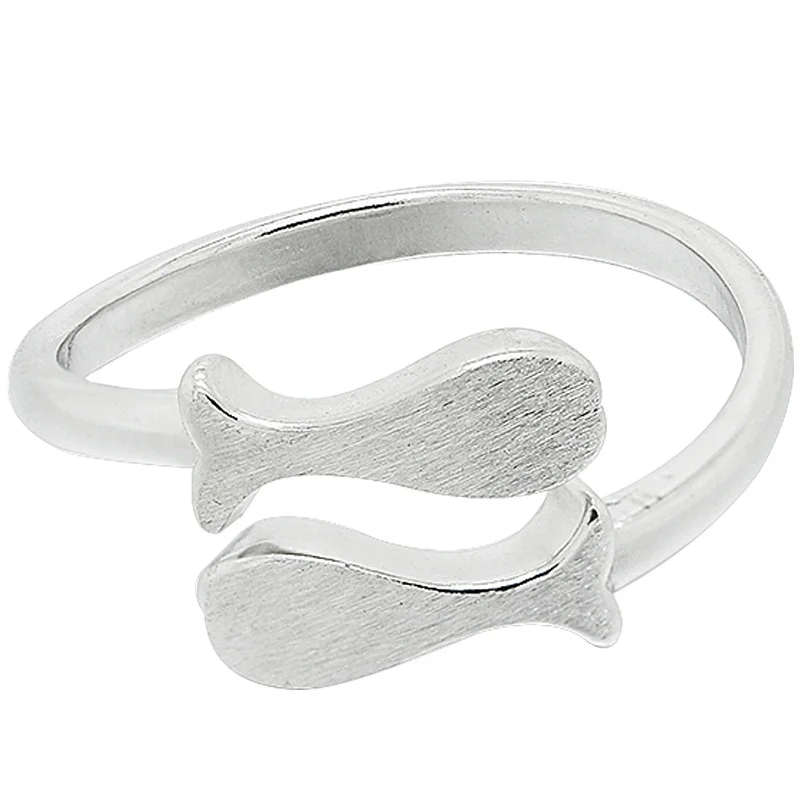 Women's Vintage Silver Open Adjustable Pisces Fine Jewelry Rings Simple Design Wholesale for Anniversary Occasions