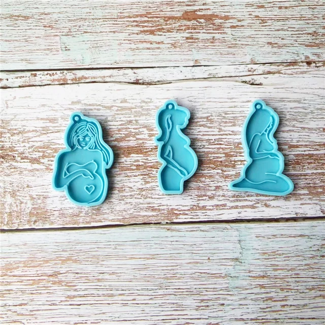 

B1168 DIY Shiny Resin Pregnant Mother Silicone Keychain Mold For Thanksgiving Day, Stock or customized