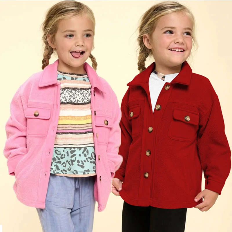 

Custom Kids Autumn Winter Clothes Outwear Bubble Sherpa Fleece Girls Baby Jackets