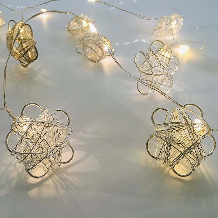 2.2M 20L 3CM Metal Star Decoration Christmas Led Wire String Light