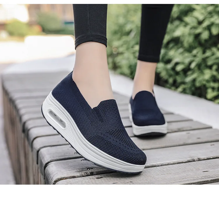 

Air cushion rocking mesh shoes women's 2021 autumn new flying woven breathable casual shoes, Black