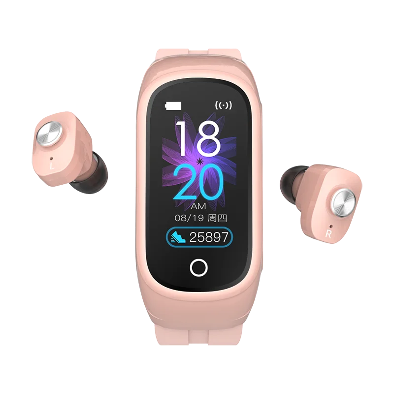 

2021 Newest 2 in 1 BT Dual Calling Messages Push Music Play Camera Smartwatch N8 Smart Watch with Tws Earbuds