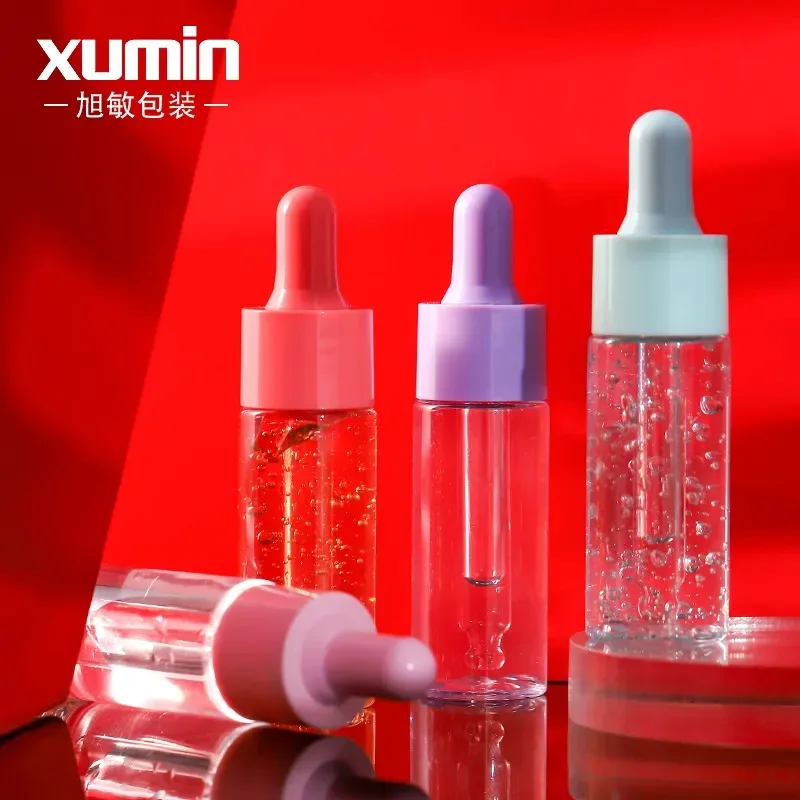 

cosmetic plastic serum bottle 20ml Mini Small capacity dropper bottle 20ml with white essential oil dropper packaging