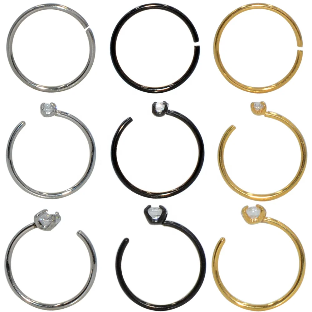 

Surgical Steel Small Round Zircon Nose Ring Bendable Nostril Hoop Cartilage Helix Tiny Piercing Jewelry 20G Wholesale