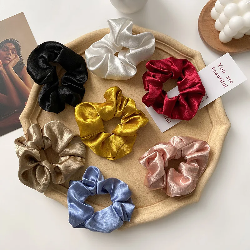 

New Hair Tie Set Pure Color Cloth Head Rope Scrunchies Hairband Scrunchy Silk Elastic Hair Band Hair Jewelry