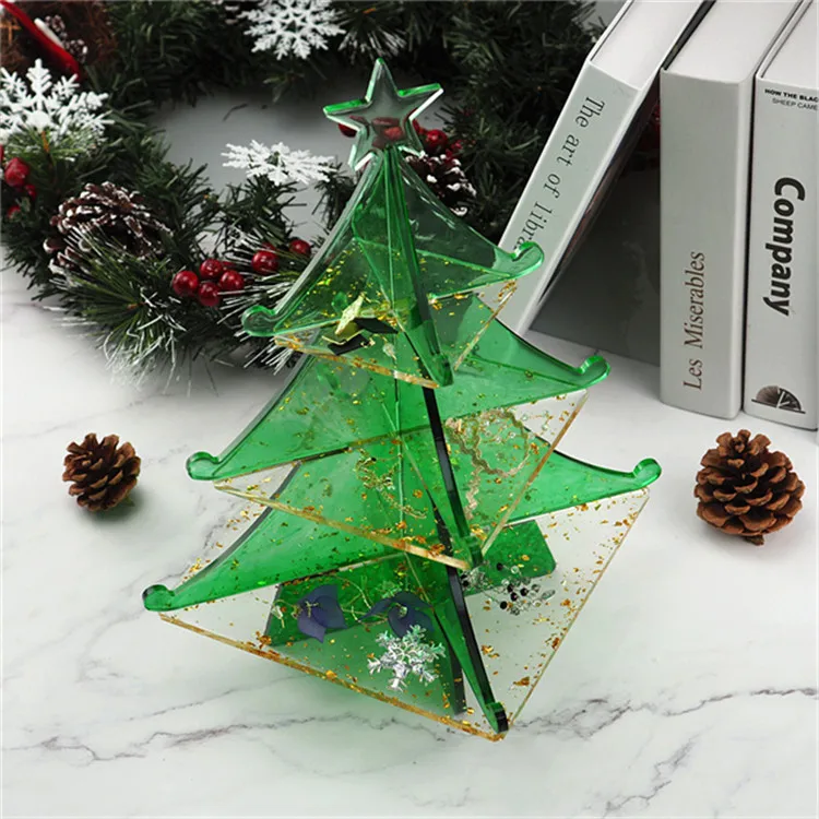 

Y1168 Shiny Resin Christmas Tree Snowflake Box Jewelry decoration Silicone Mold, Blue