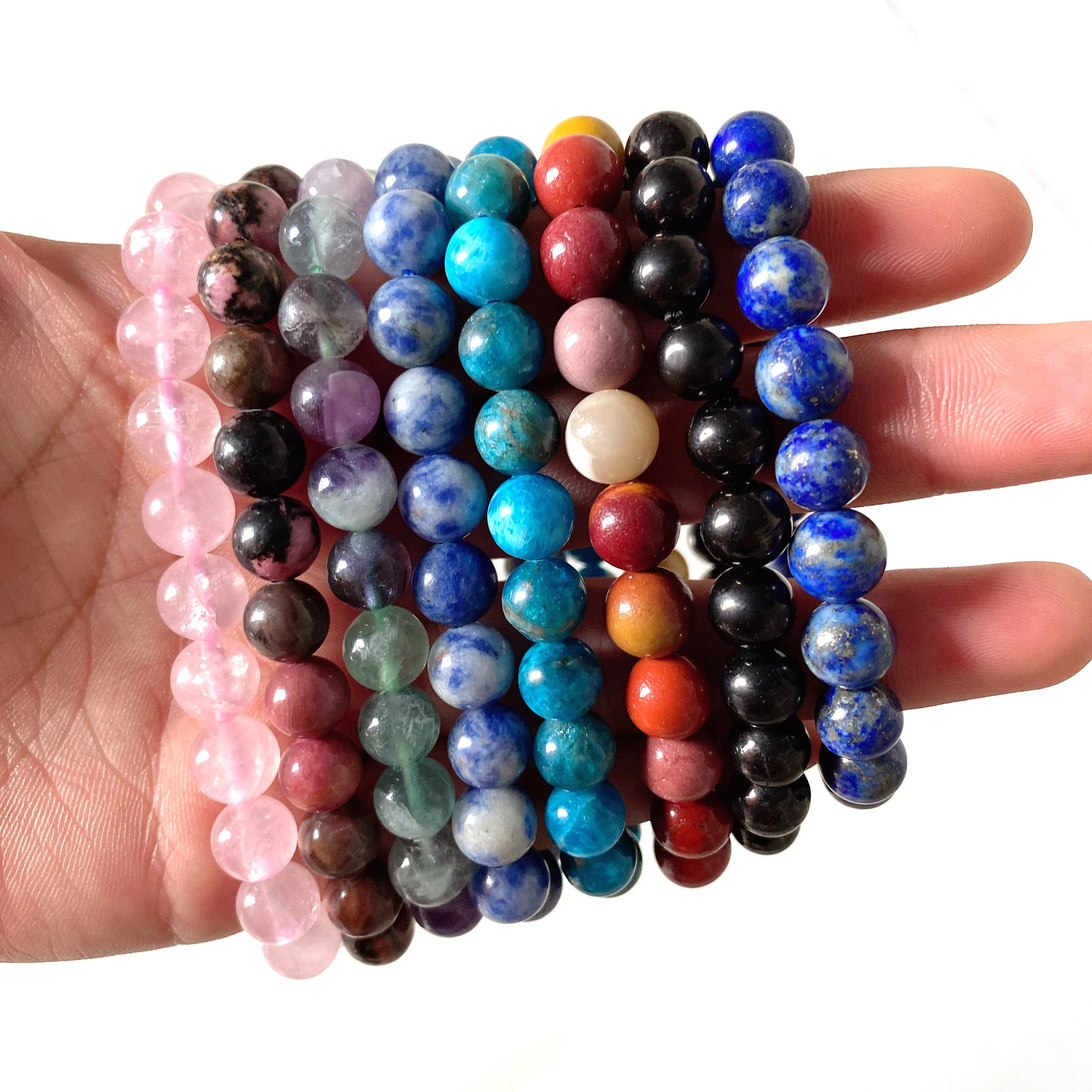 

Gemstone Stretch Round Bead Crystal Bracelet Lucky Beads Bracelet Rose Quartz Bracelet For Men And Women