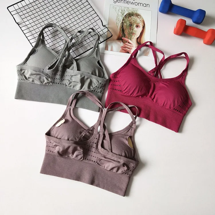 

Bra & Brief Sets Wholesale strappy sports bra high quality fitness top and legging set women two mile wear