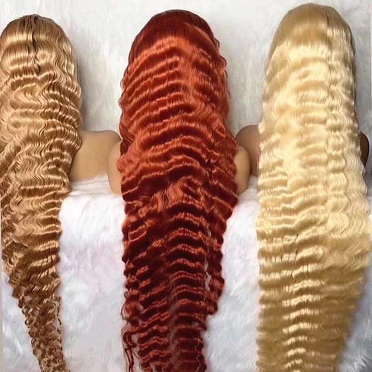 

Glueless Blonde Ginger Burgundy Colored Pre Plucked Straight Wave Burmese Cuticle Aligned Human Hair HD Lace Front Wigs