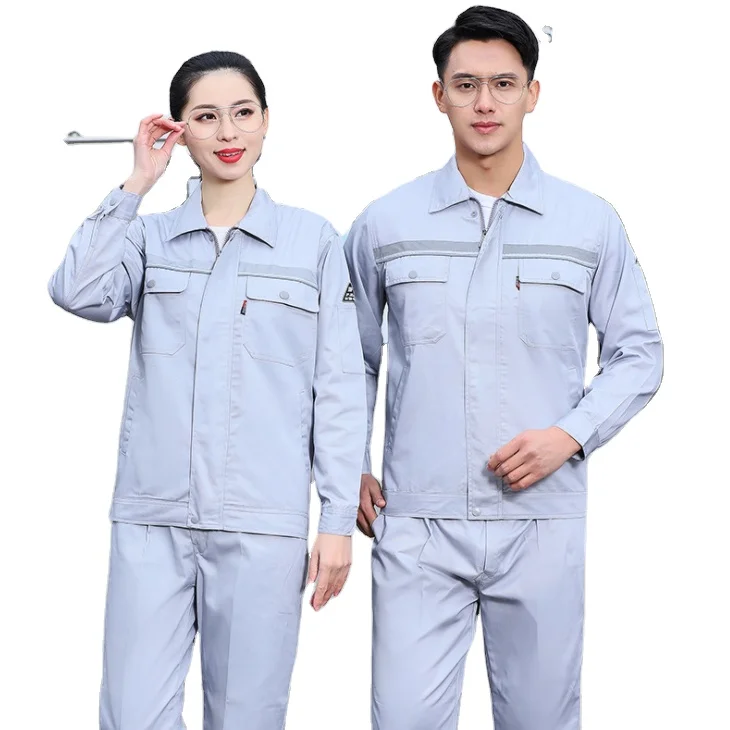 

Wholesale Industrial Two Pieces Reflective Workwear Work Clothes Uniform for Men and Women Cotton Unisex OEM Customized, Customized color