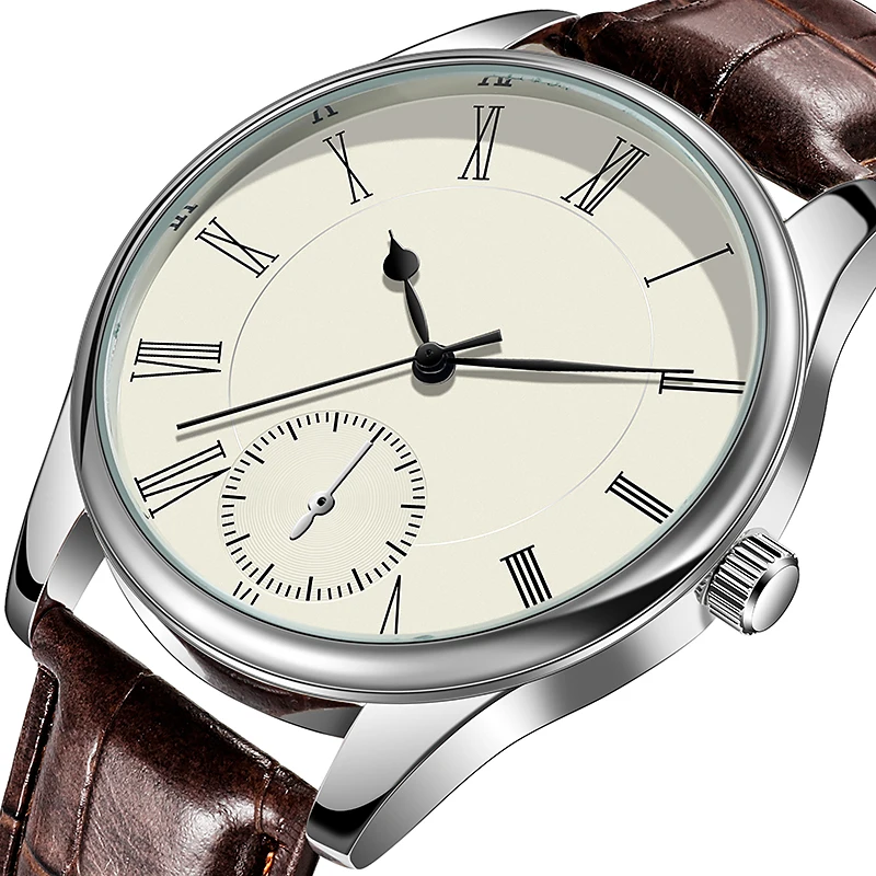 

couple classic quartz luxury wrist chronograph watch pu leather strap