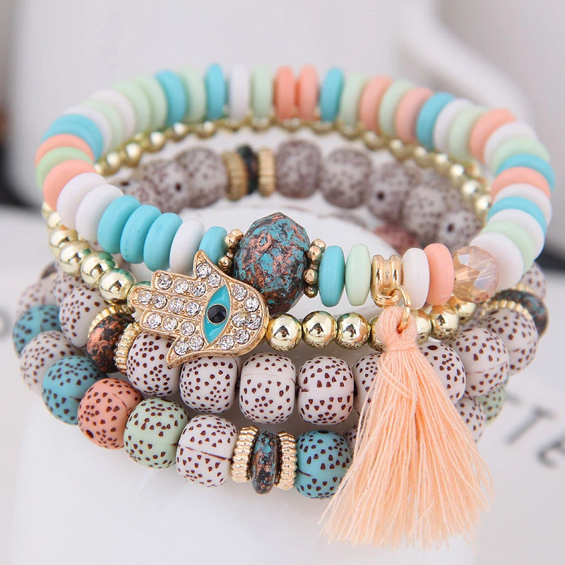 

Women Bohemian Jewelry Bead Tassel Bracelet Wholesale, As picture