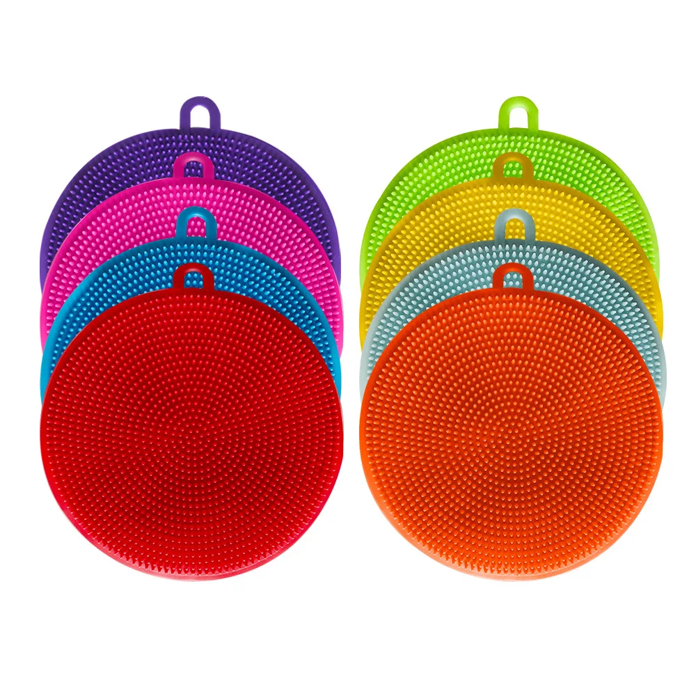 

Hot Sale Food Grade TPE Material Rounded Dishwashing Scrubber For Kitchen