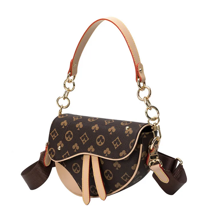 

Latest design all-match diagonal printing armpit bag famous brand single shoulder real leather handbags