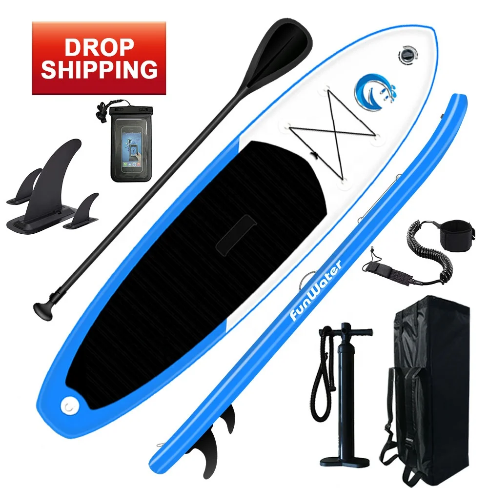 

FUNWATER drop shipping sup paddle board inflatable body board stand paddle surfing boards surfboard with paddle, Blue