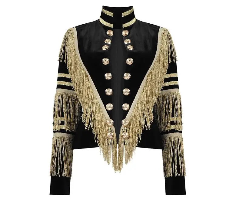 

A2745 Fashion Black Velvet Tassel Ladies Top Short Length Jacket Wholesale