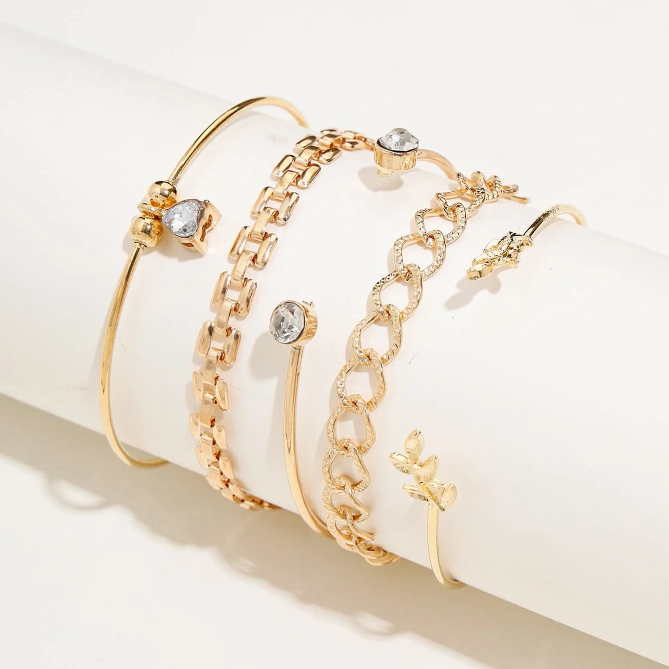 fashion chic cheap brass alloy multi layers 5pcs pack multi layer chain women bracelet set jewelry