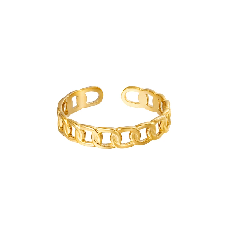 

ROXI Twist Chain Hollow Finger Ring Wholesale Fashion Women Jewerly Geometric Finger Ring, Gold/white