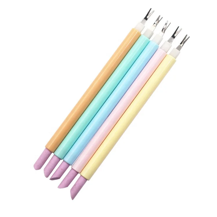 

Dual-ended Manicure Tool Colorful Dead Skin Fork Quartz Pen Cuticle Remover